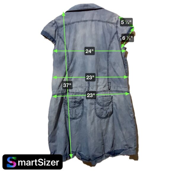 Ashley Stewart Romper Womens 18 Blue Chambray Cotton Shorts Flounce - Picture 6 of 6